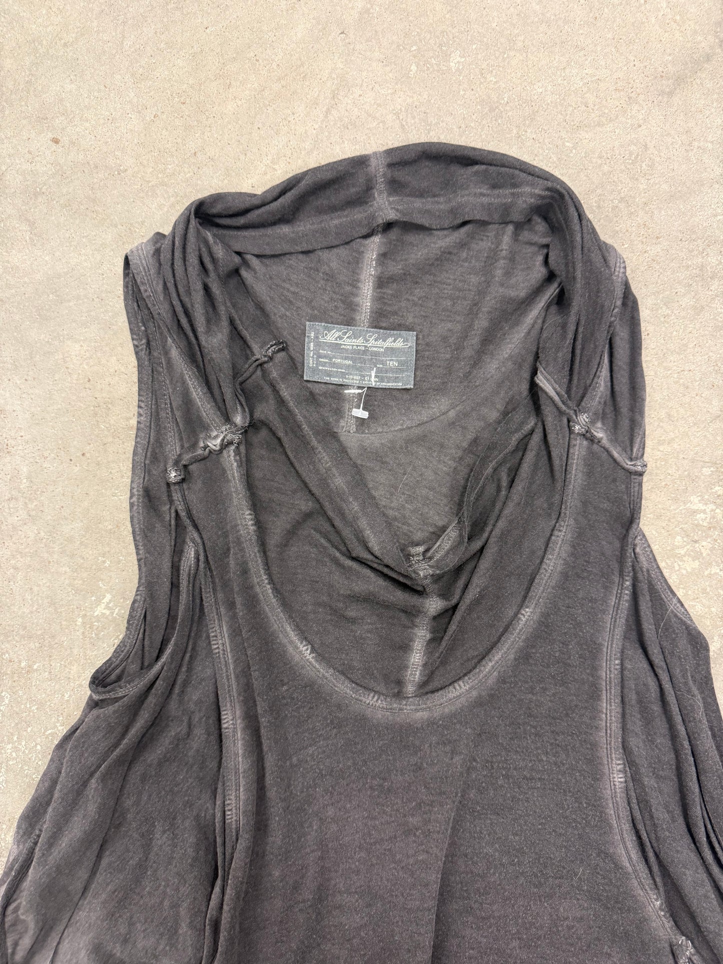 All Saints Charcoal Drape Top